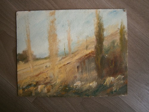Pittura olio pannello - su,