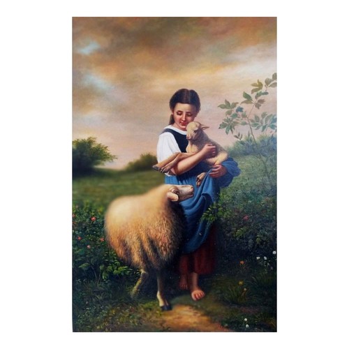 Quadro olio tela 60x90 bambina - quadro,