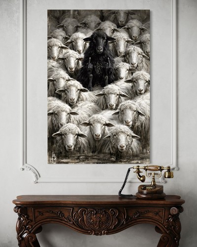 Quadro tela pecora - pecora, nera