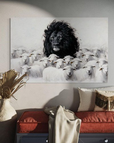 Quadro tela leone colorato - leone,