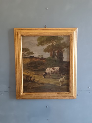 Paesaggio pastorale con mucca - paesaggio,