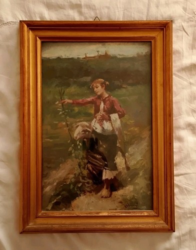 Quadro antico pastore con - quadro,