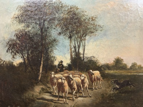 Antica olio tela scuola - tela,