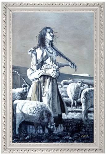 Quadro olio pastorella